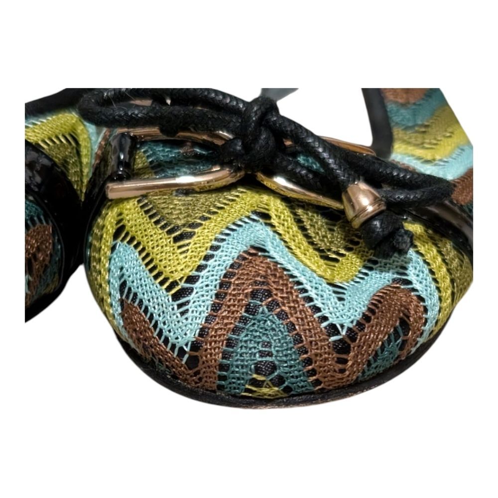 All black fabric chevron multi-color ballet flats size 39.5 everyday chic bow - Picture 7 of 10